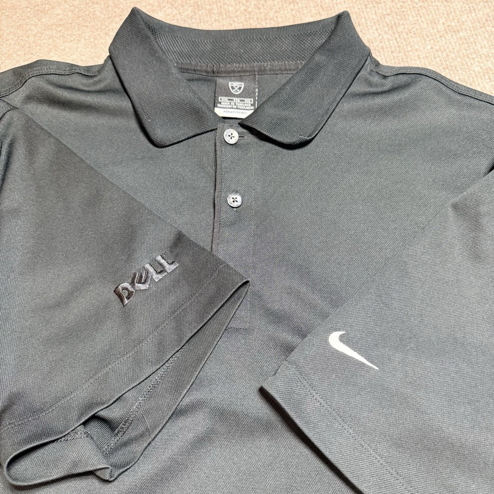 Nike Golf Polo 2XL Shirt Mens Black Tech Basic Dell Logo Short Sleeve FitDry